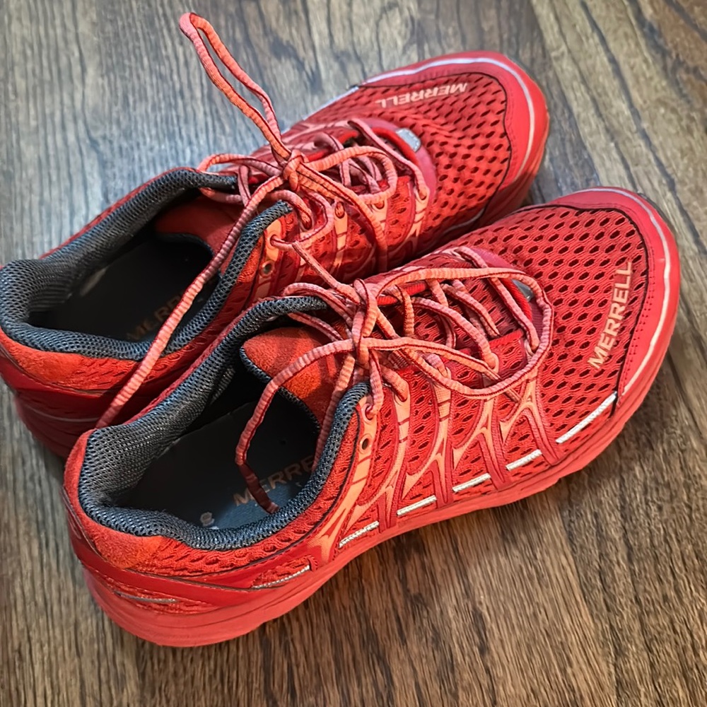 Red Merrell shoes size 7.5